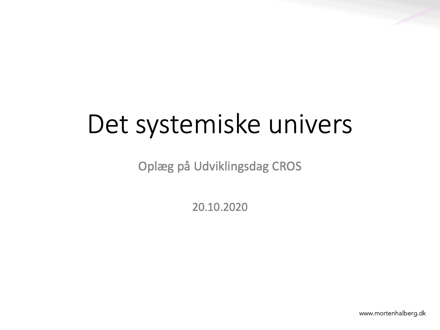 Det systemiske univers CROS 2020